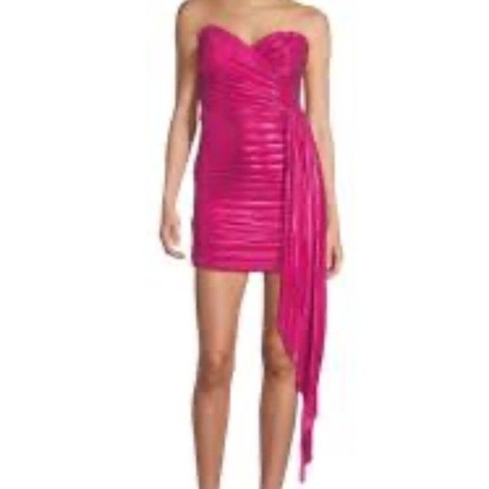 City Vibe Metallic Pink Ruched Mini Dress Party Homecoming Size 0 Shortened